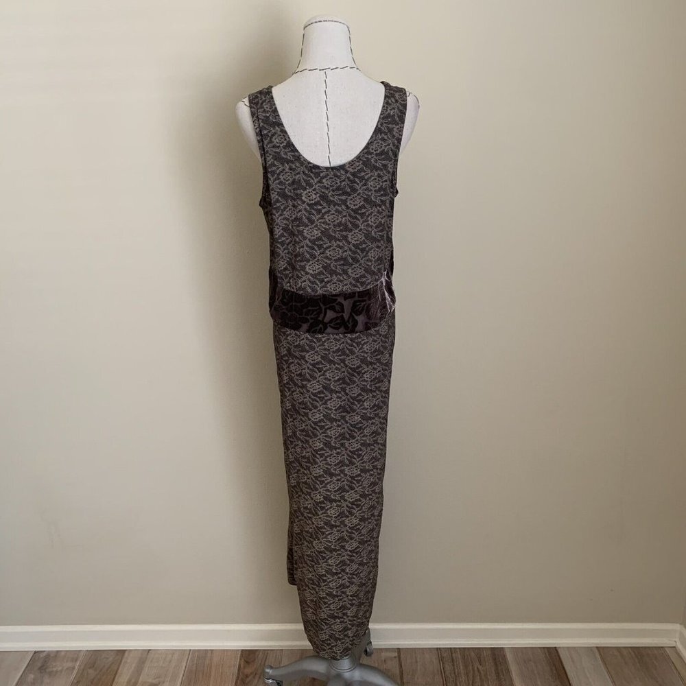 Citron Santa Monica Brown Rayon Silk Velvet Burnout Sleeveless Maxi Dress Sz M - Picture 5 of 9